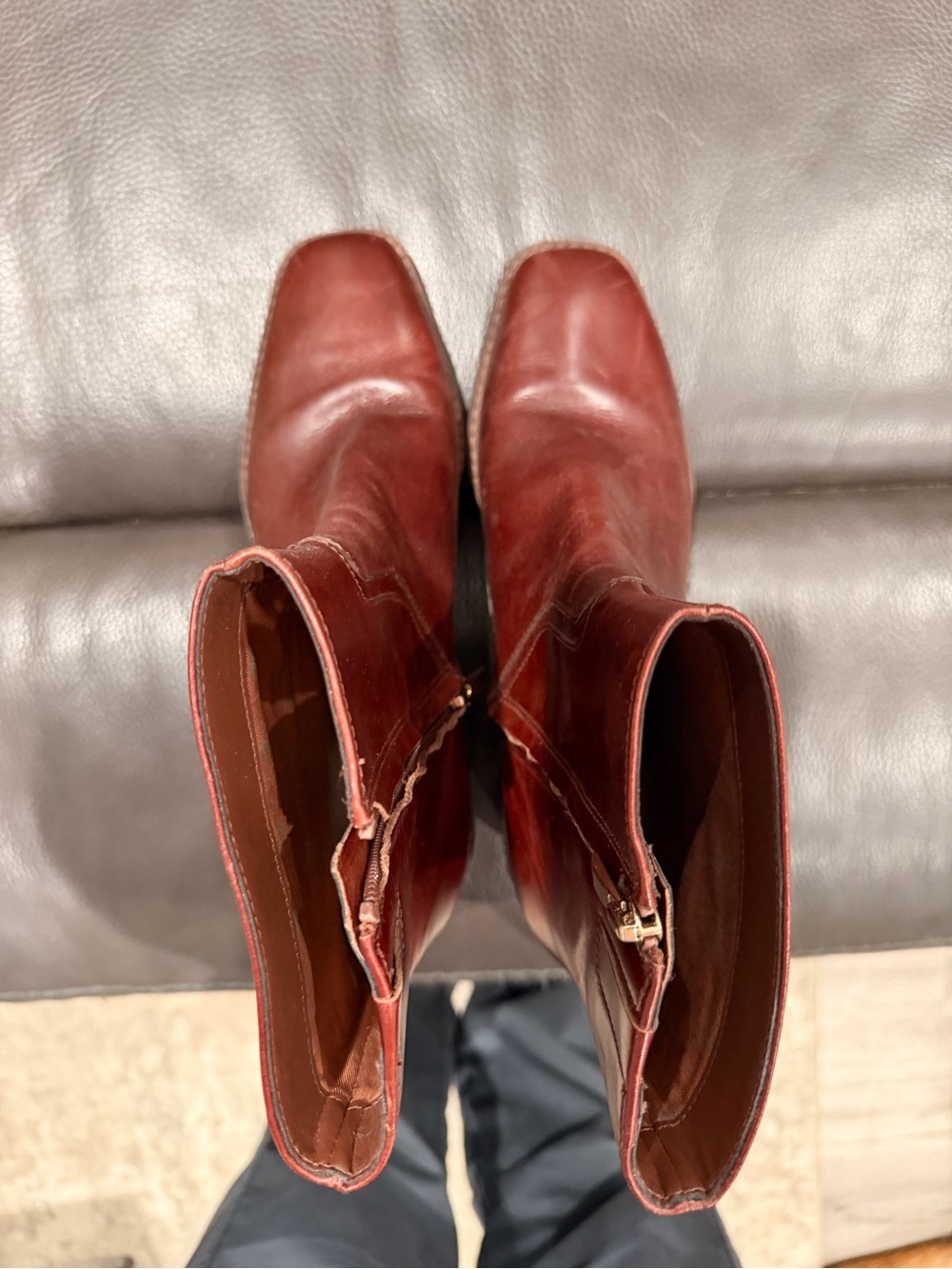 27 EDIT Naturalizer Erica Brown Leather Square Toe Ankle Booties Size 10M